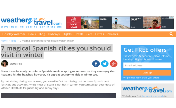 Winter in Spain article by Esme Fox