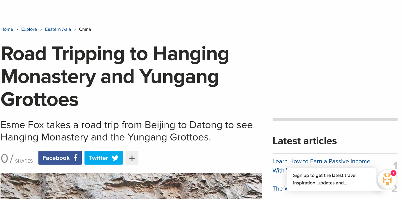 Article on Hanging Monastery in China by Esme Fox for World Nomads