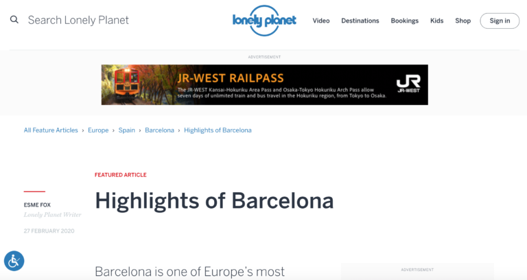 Highlights of Barcelona for Lonely Planet